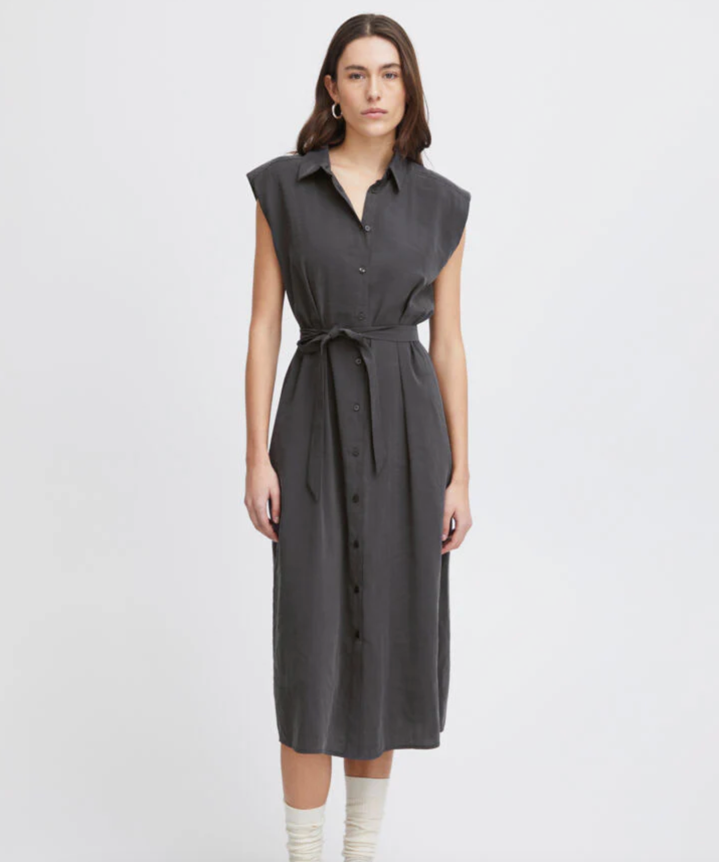 SLVLESS BUTTON DOWN DRESS