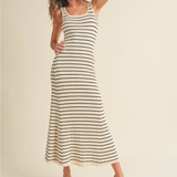 STRIPED PATTERN SLVLESS KNITTED DRESS