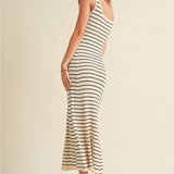 STRIPED PATTERN SLVLESS KNITTED DRESS