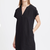 SSLV VNECK LINEN DRESS (additional colors)