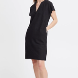 SSLV VNECK LINEN DRESS (additional colors)