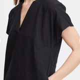 SSLV VNECK LINEN DRESS (additional colors)