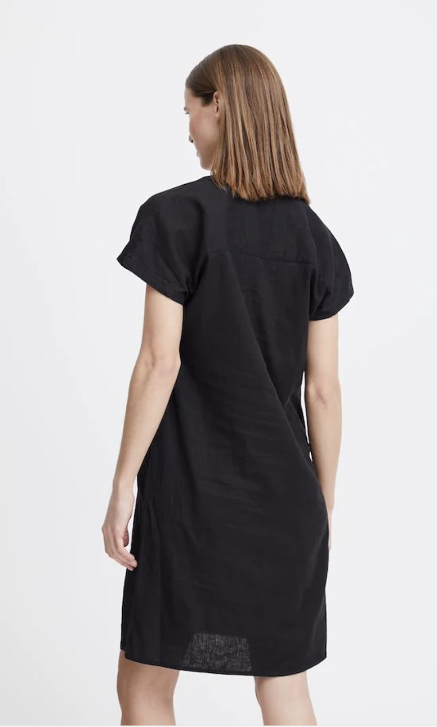 SSLV VNECK LINEN DRESS (additional colors)
