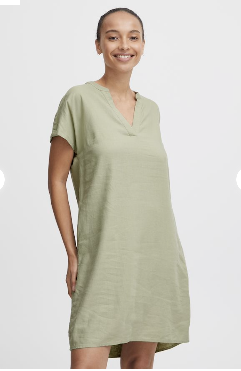 SSLV VNECK LINEN DRESS (additional colors)