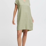 SSLV VNECK LINEN DRESS (additional colors)