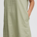 SSLV VNECK LINEN DRESS (additional colors)