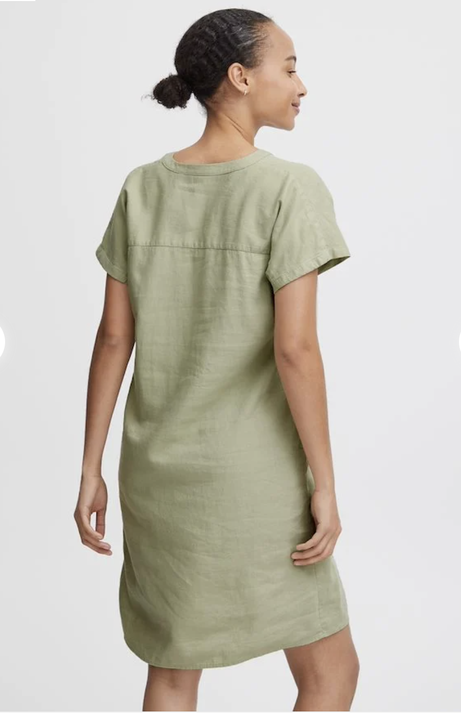 SSLV VNECK LINEN DRESS (additional colors)