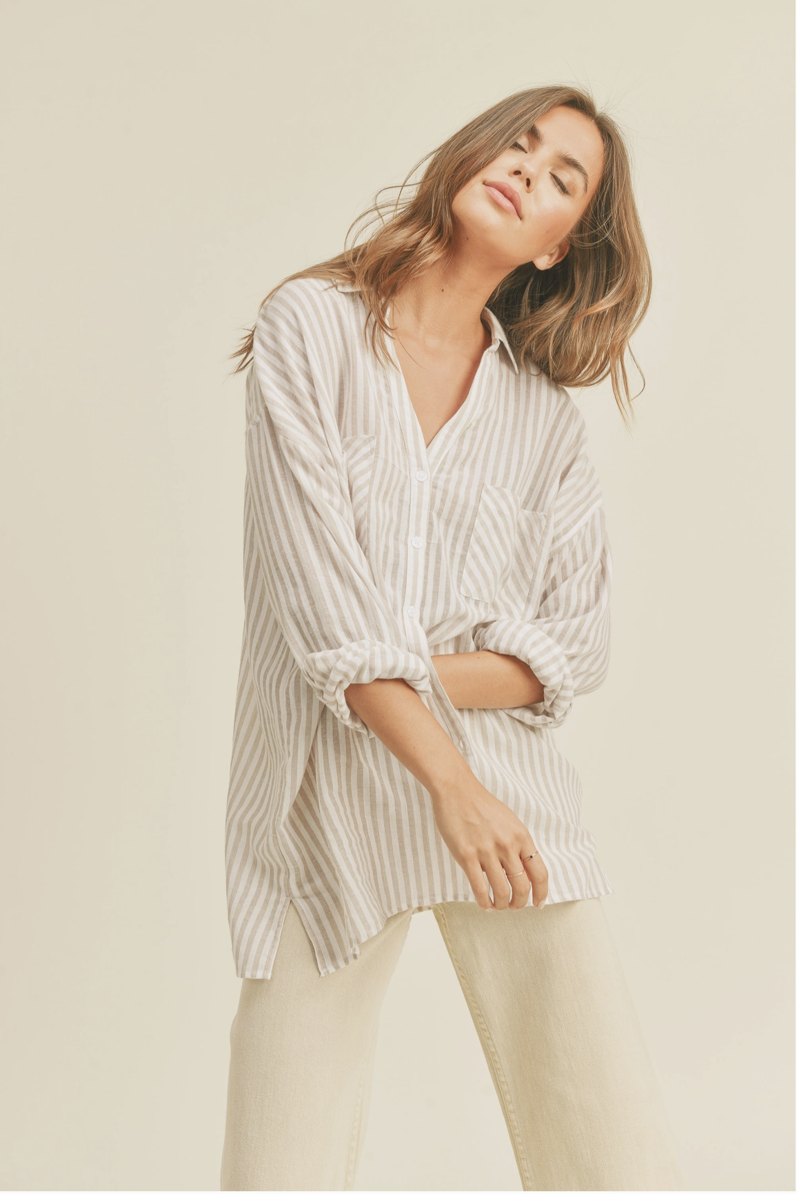 STRIPED BUTTON DOWN SHIRT (additional colors)