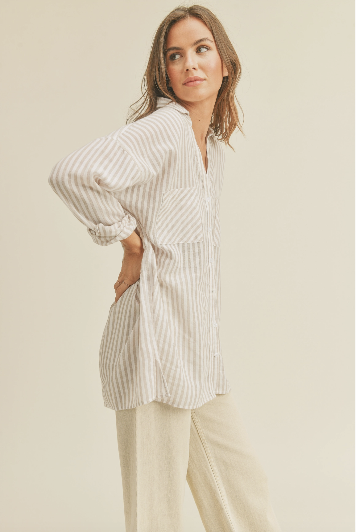 STRIPED BUTTON DOWN SHIRT (additional colors)