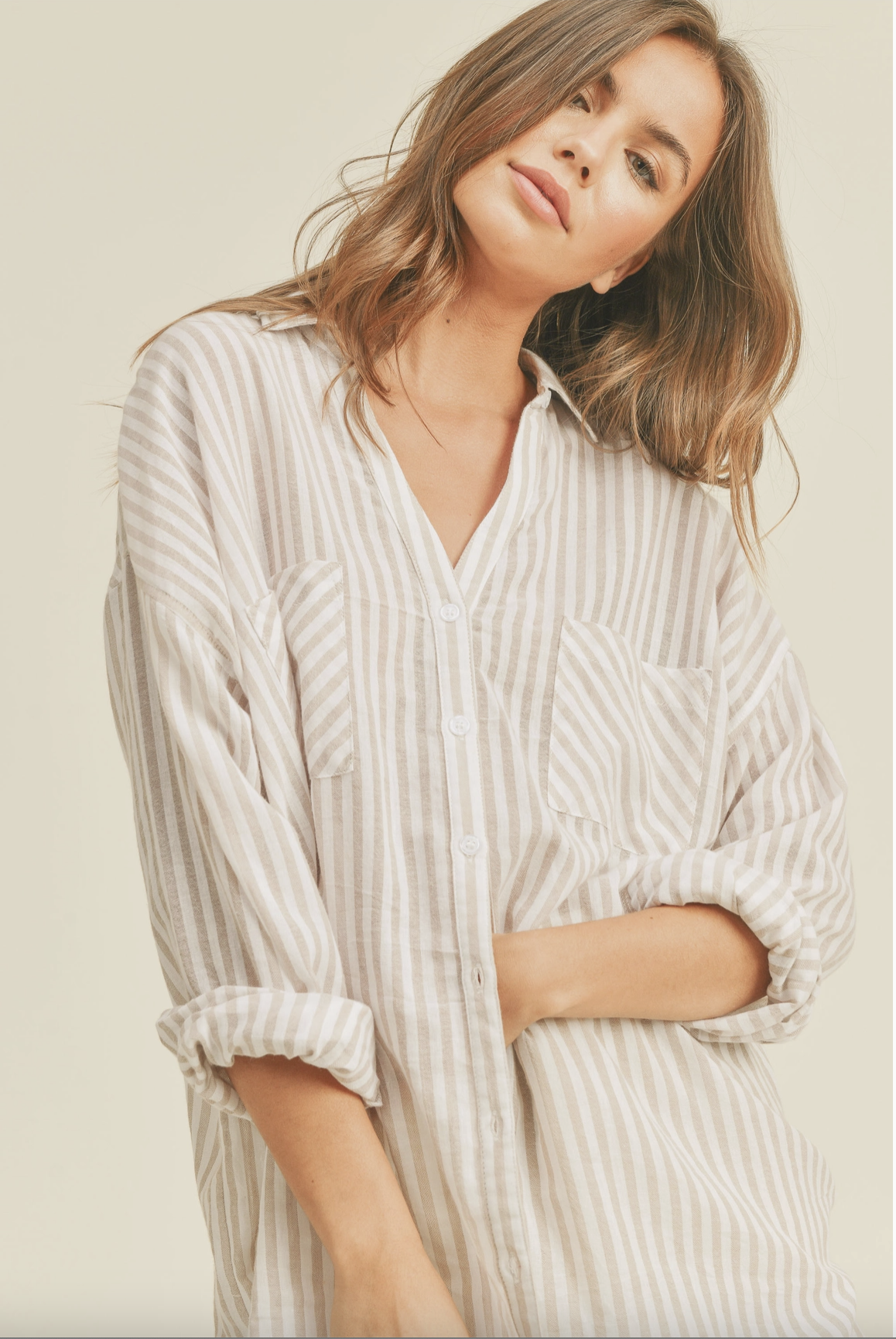 STRIPED BUTTON DOWN SHIRT (additional colors)