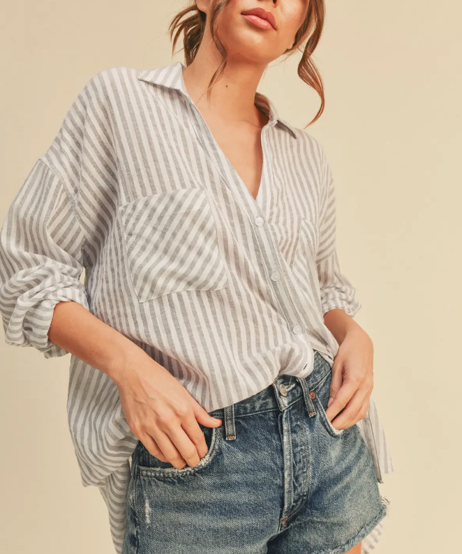 STRIPED BUTTON DOWN SHIRT (additional colors)