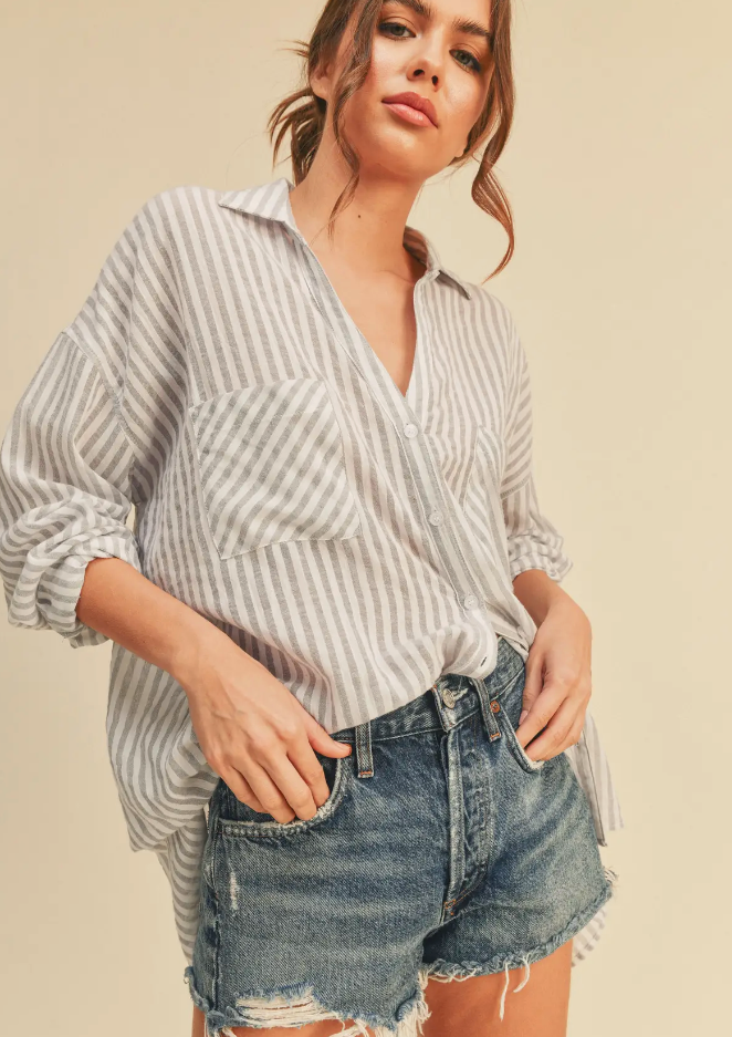 STRIPED BUTTON DOWN SHIRT (additional colors)