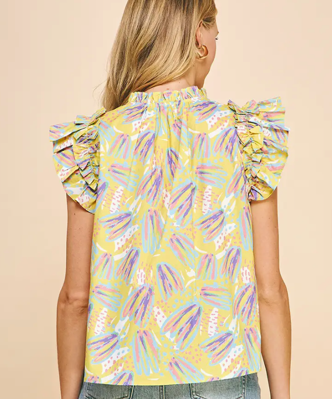 CAP SLEEVE SELF TIE NECK BLOUSE