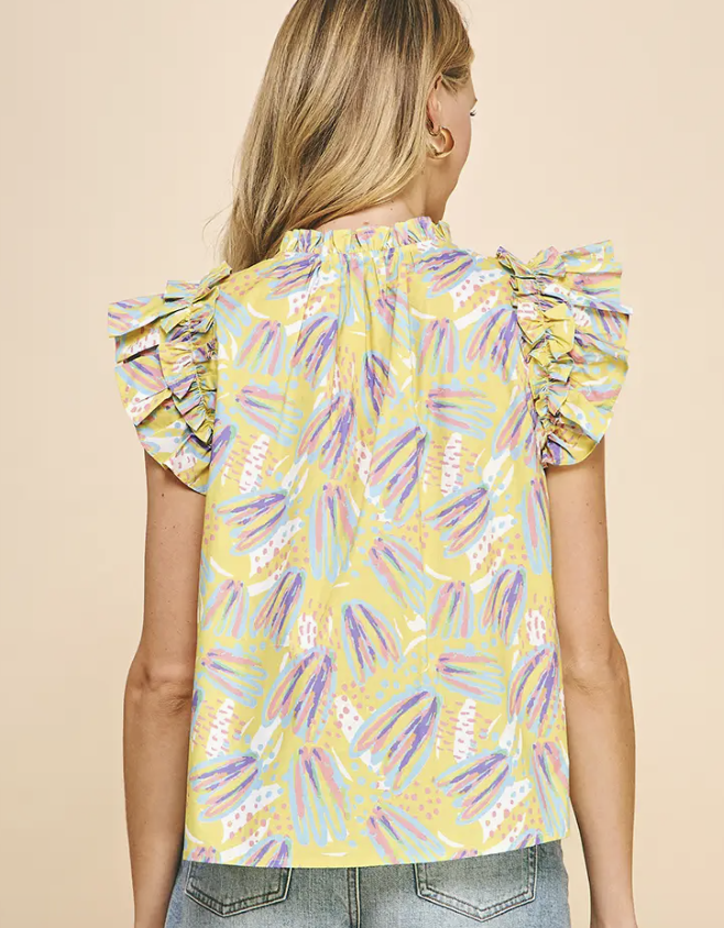 CAP SLEEVE SELF TIE NECK BLOUSE