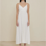 SPAGHETTI STRAP TEXTURE GAUZE MIDI DRESS