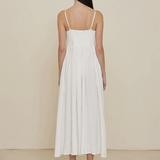 SPAGHETTI STRAP TEXTURE GAUZE MIDI DRESS