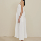 SPAGHETTI STRAP TEXTURE GAUZE MIDI DRESS