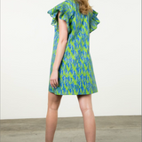 FLUTTER SLEEVE PRINT MIDI DRESS