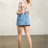 VNECK PUFF SLEEVE FLOWER  PRINT TOP