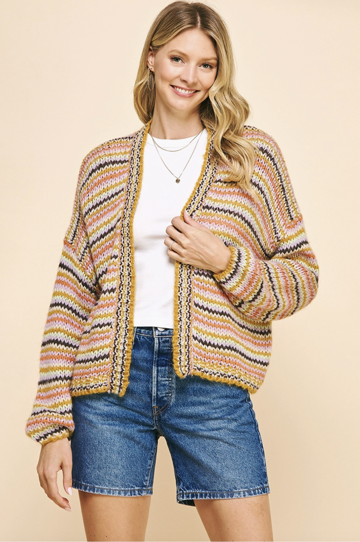 STRIPE OPEN STYLE CARDIGAN
