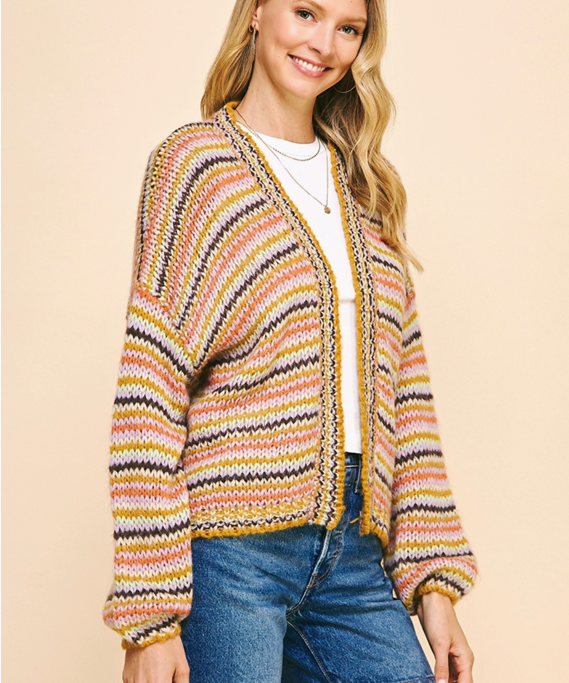 STRIPE OPEN STYLE CARDIGAN