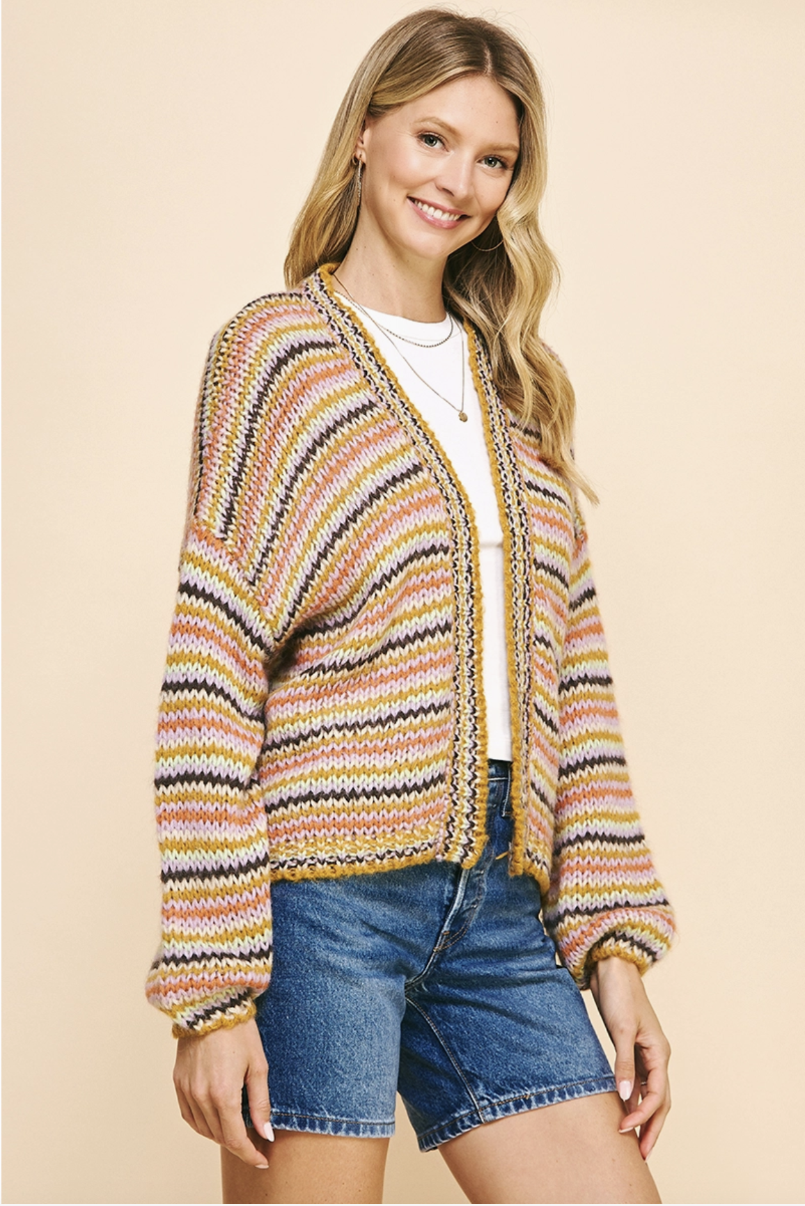 STRIPE OPEN STYLE CARDIGAN