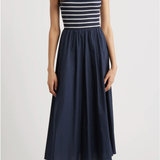 MIXED MEDIA SLVLESS MIDI DRESS