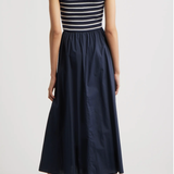 MIXED MEDIA SLVLESS MIDI DRESS