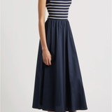 MIXED MEDIA SLVLESS MIDI DRESS