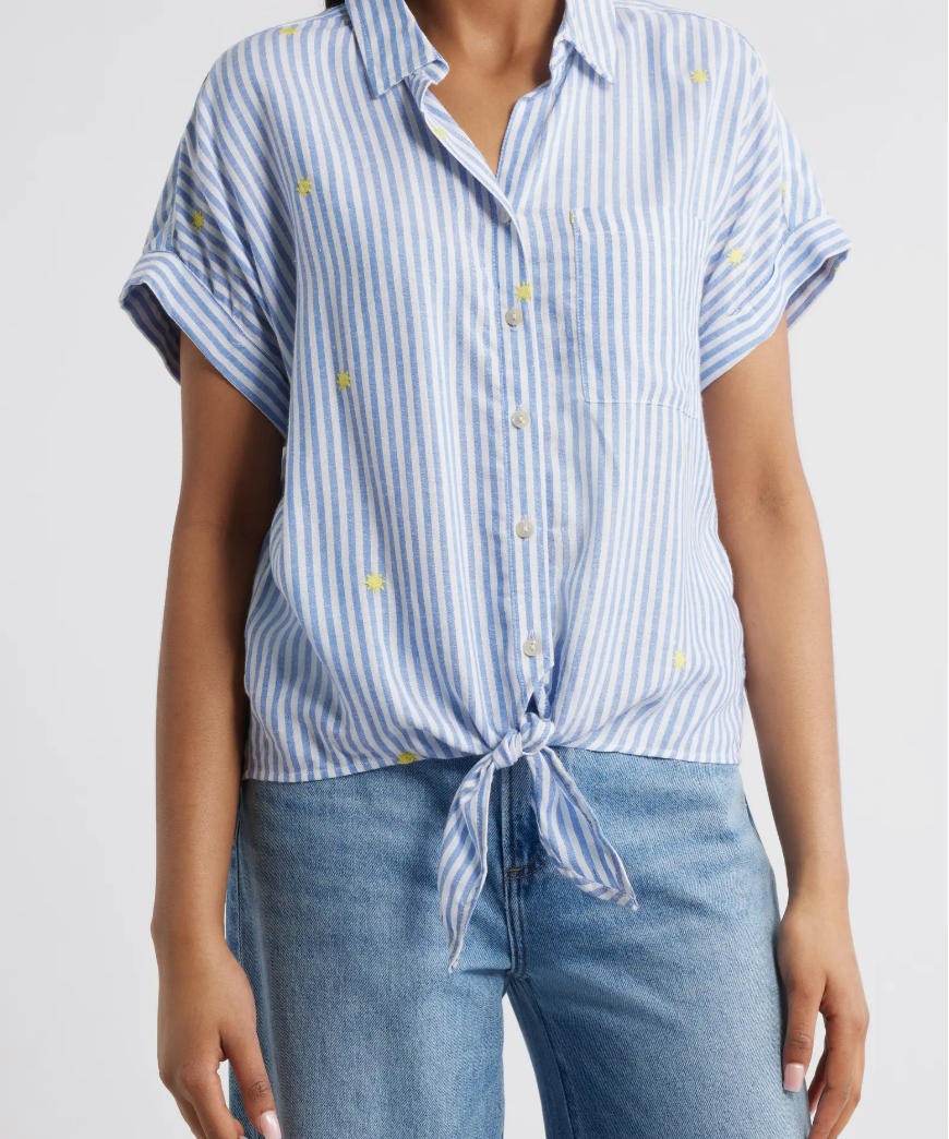 ROSIE STRIPED LEMON APPLIQUE BLOUSE