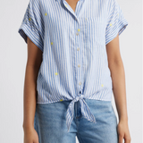 ROSIE STRIPED LEMON APPLIQUE BLOUSE