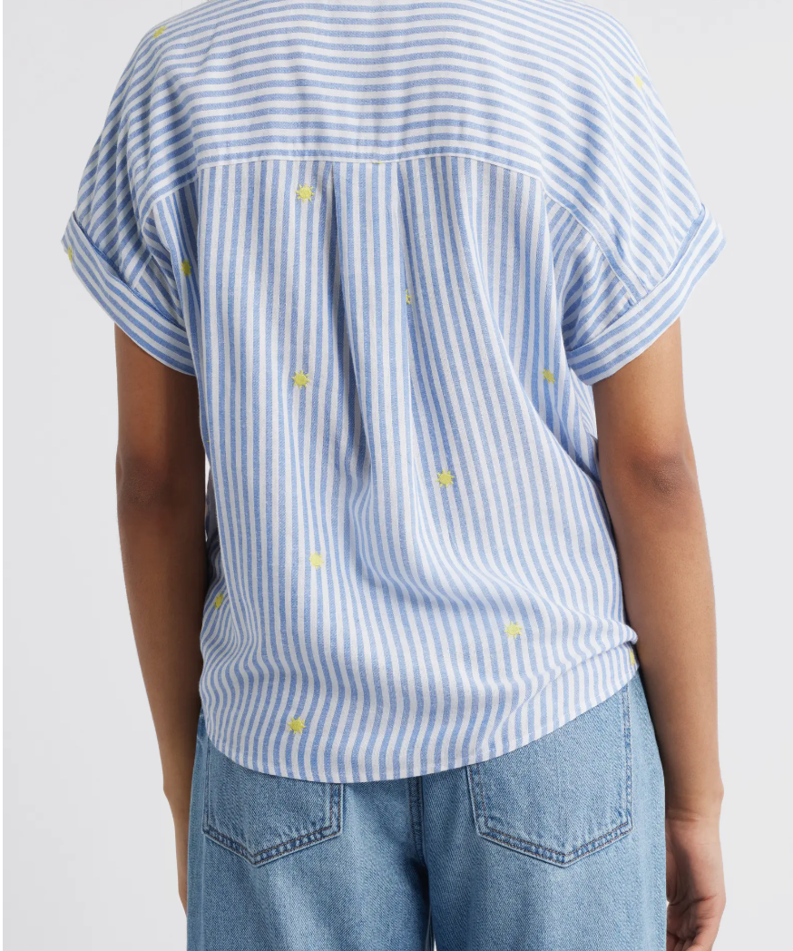 ROSIE STRIPED LEMON APPLIQUE BLOUSE