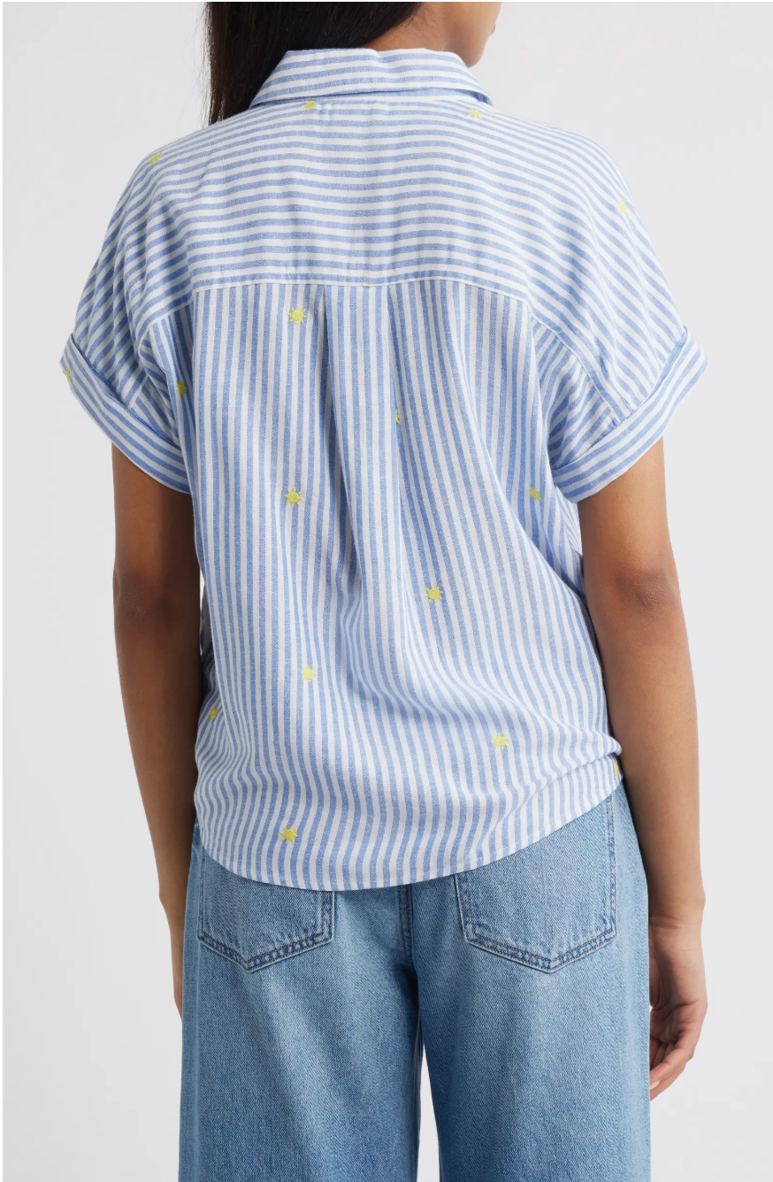ROSIE STRIPED LEMON APPLIQUE BLOUSE