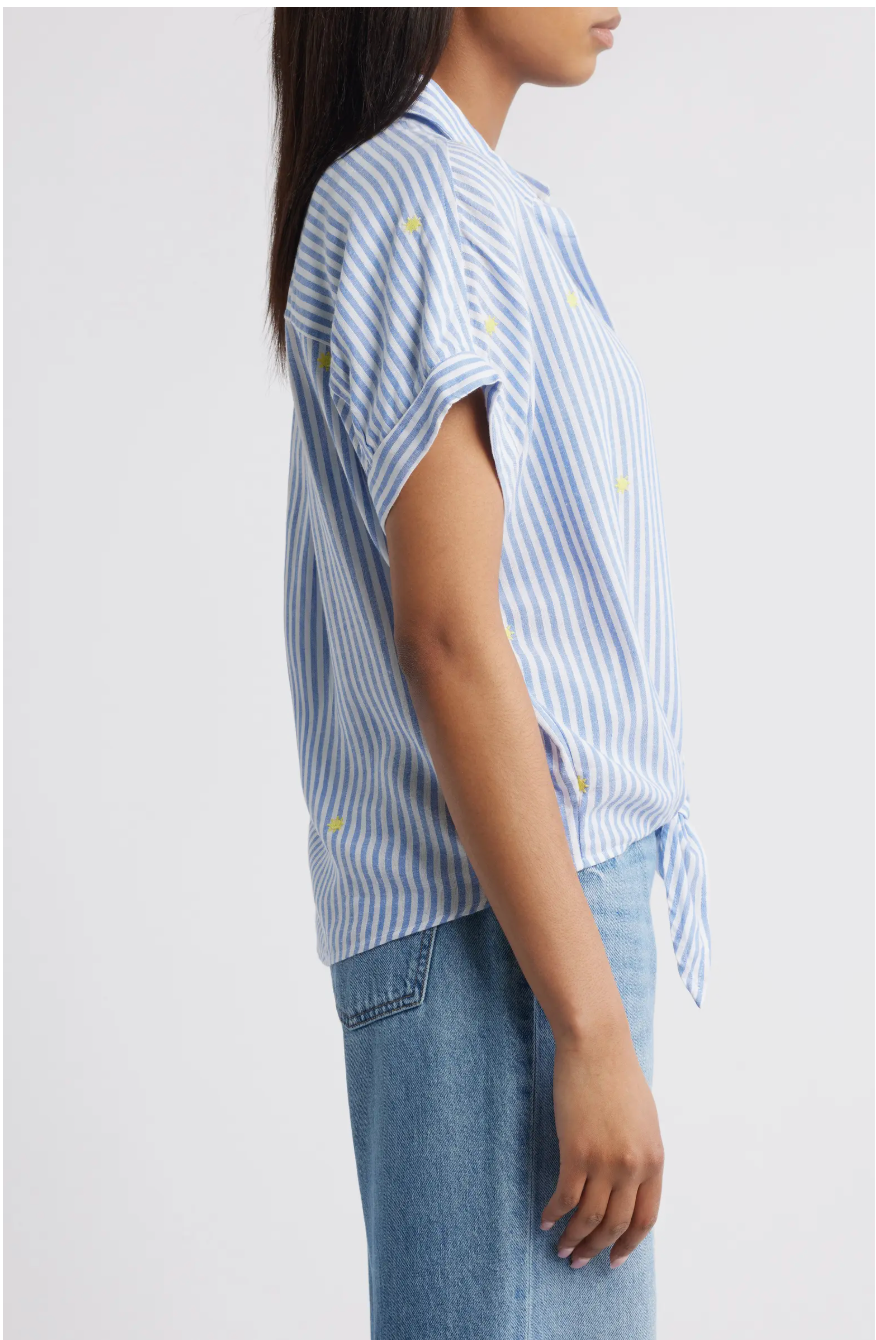 ROSIE STRIPED LEMON APPLIQUE BLOUSE