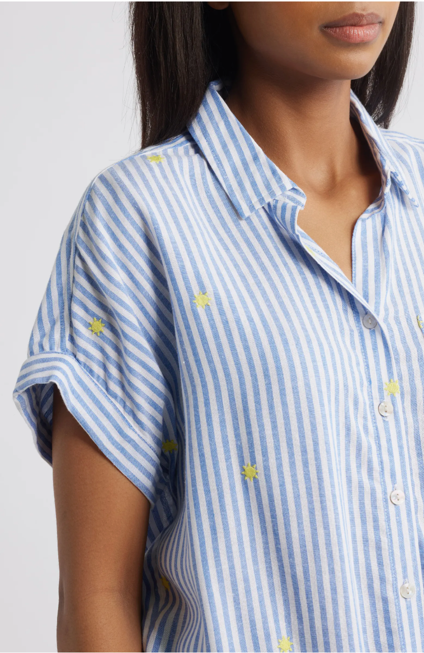 ROSIE STRIPED LEMON APPLIQUE BLOUSE