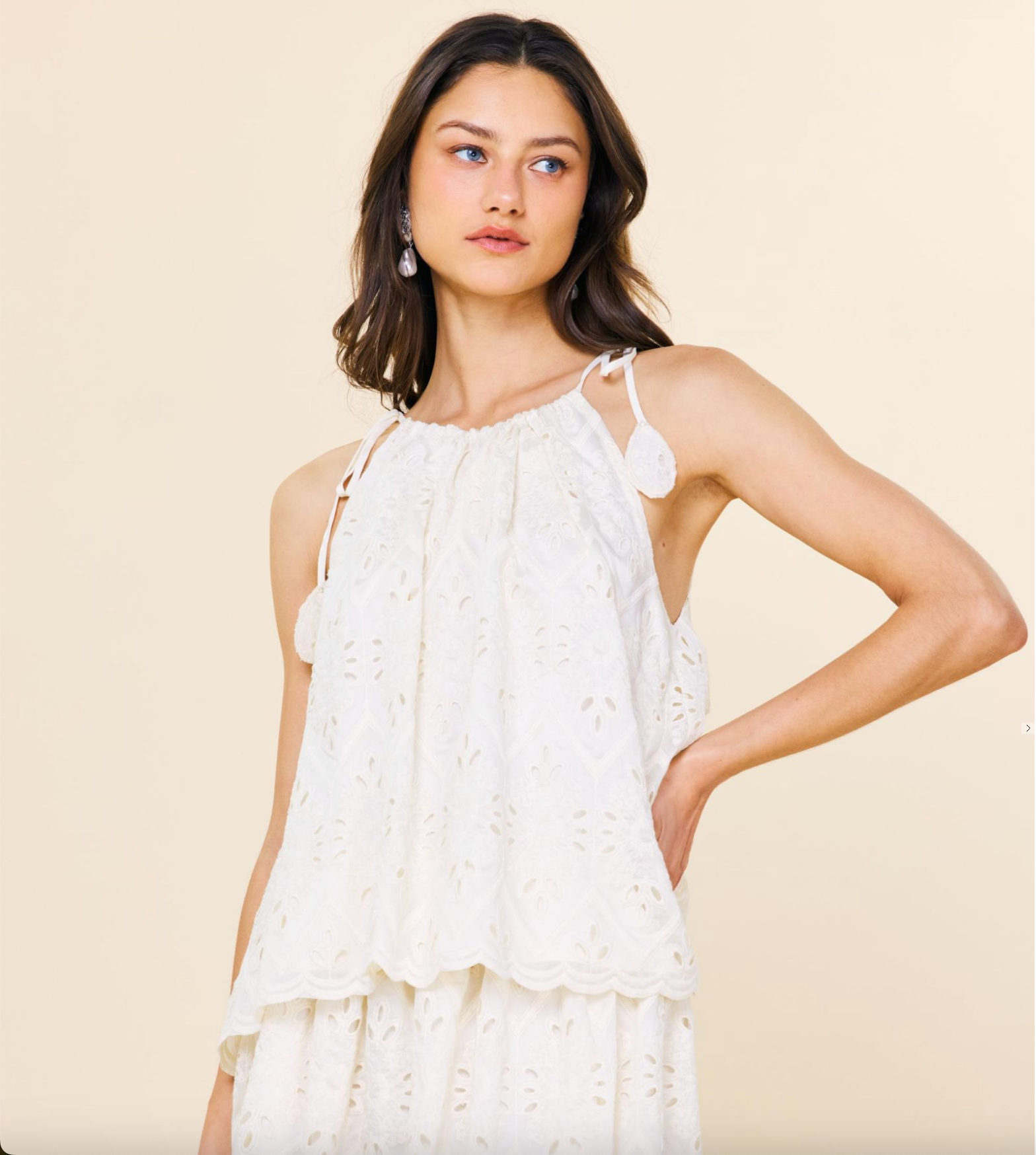 CHIFFON EYELET LACE TOP