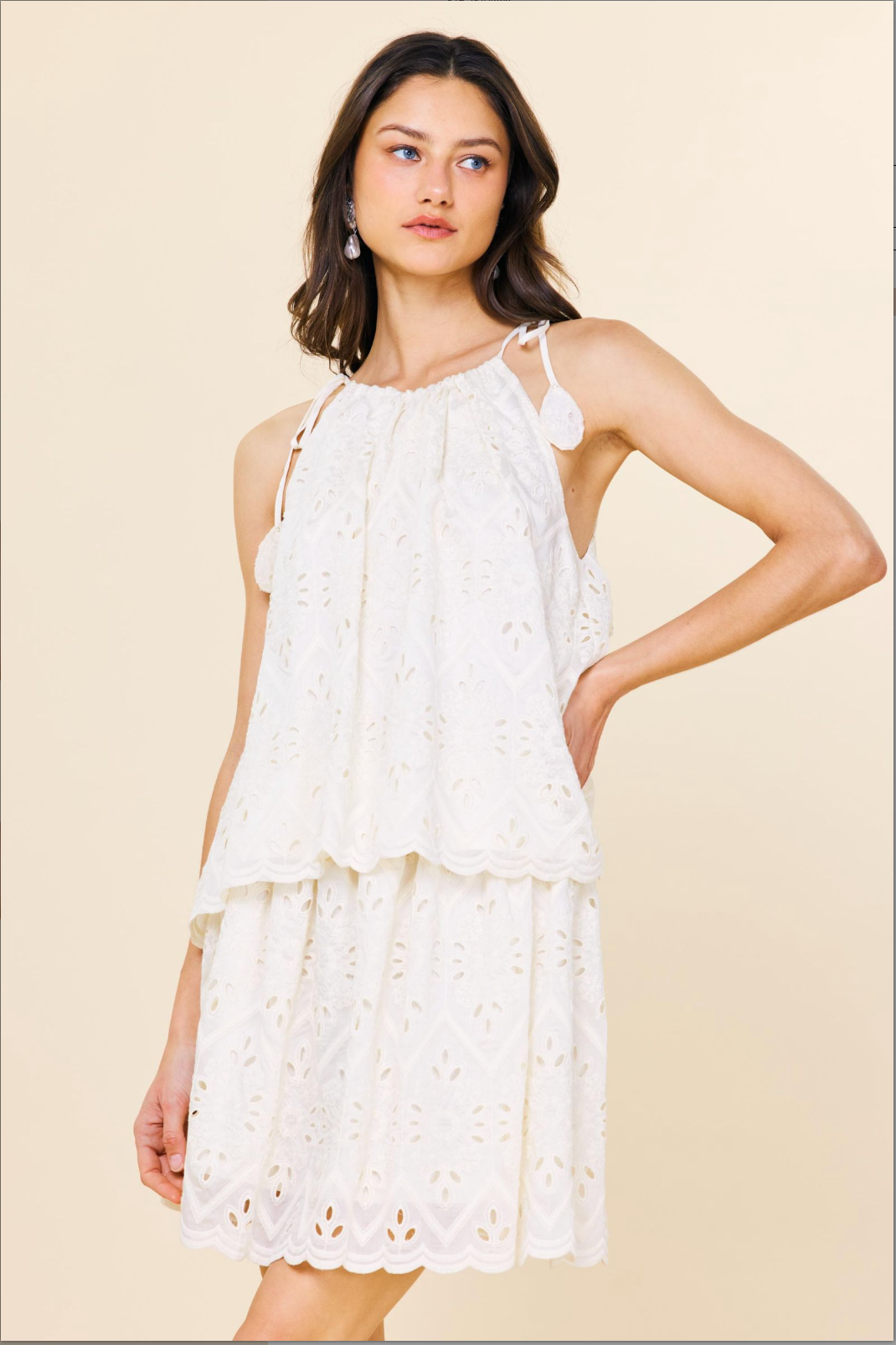 CHIFFON EYELET LACE TOP
