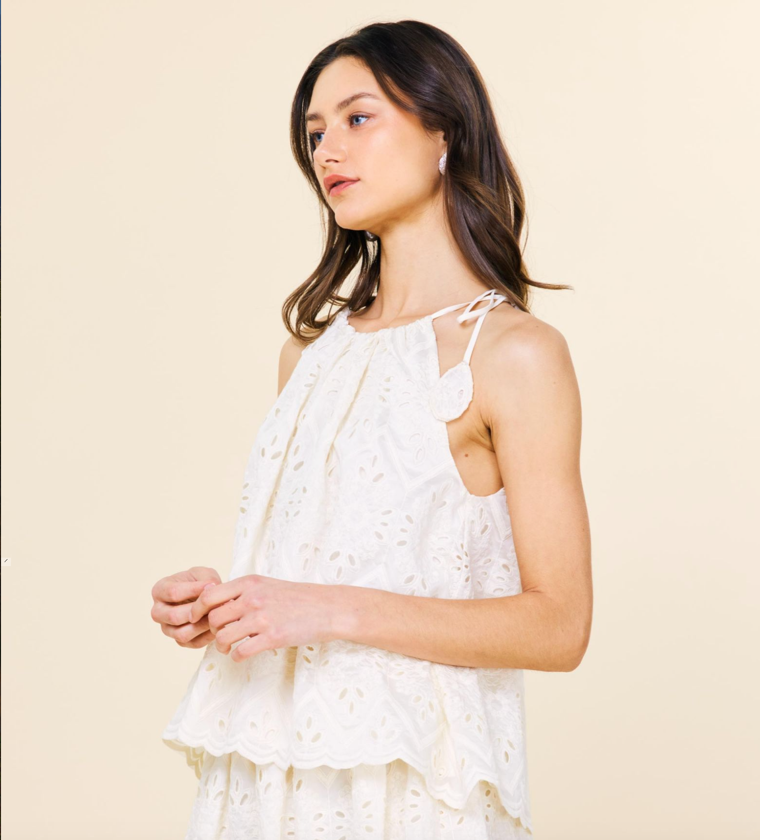 CHIFFON EYELET LACE TOP