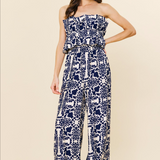 PRINTED STRAPLESS JUMPSUIT