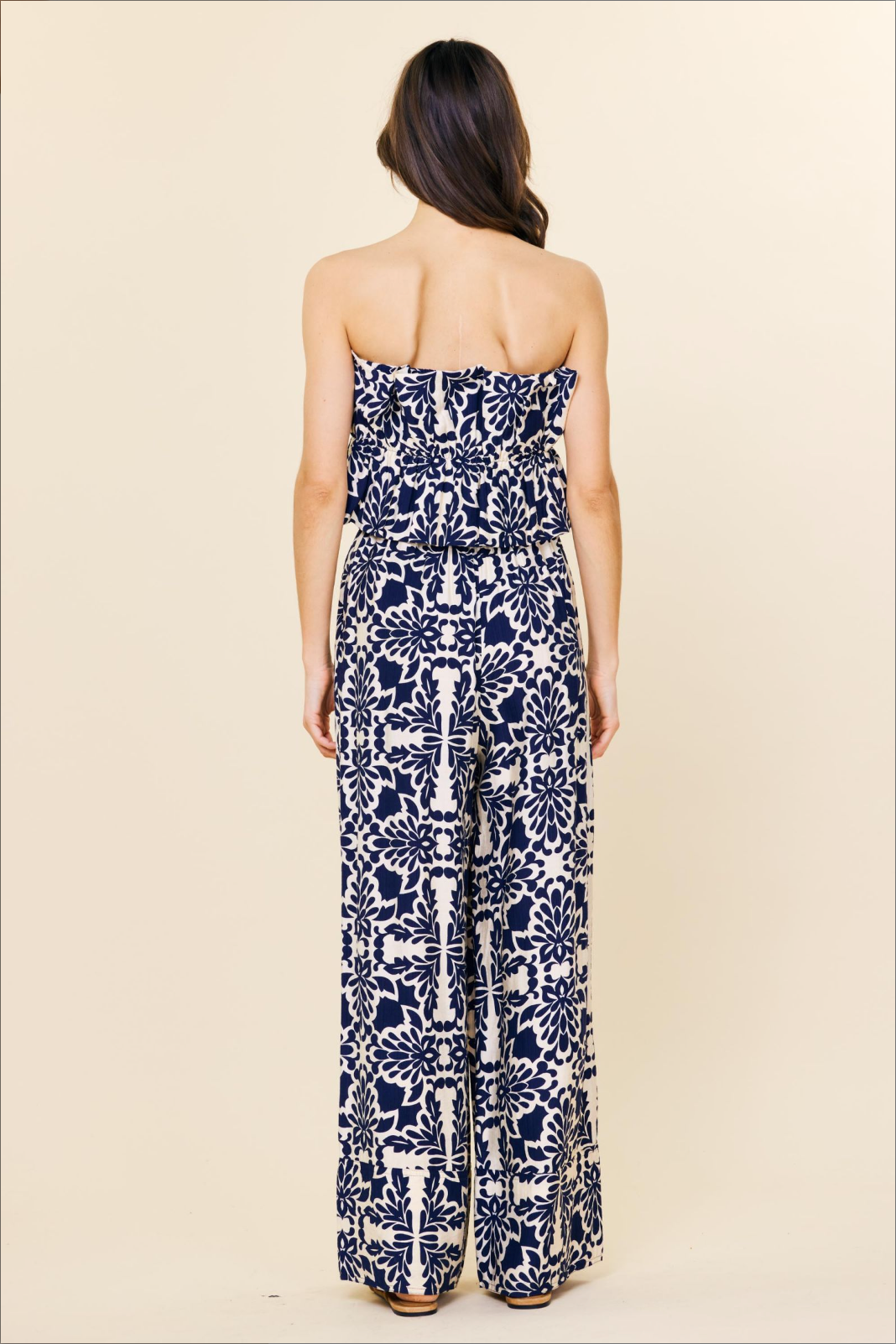 PRINTED STRAPLESS JUMPSUIT