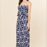 PRINTED STRAPLESS JUMPSUIT
