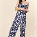 PRINTED STRAPLESS JUMPSUIT