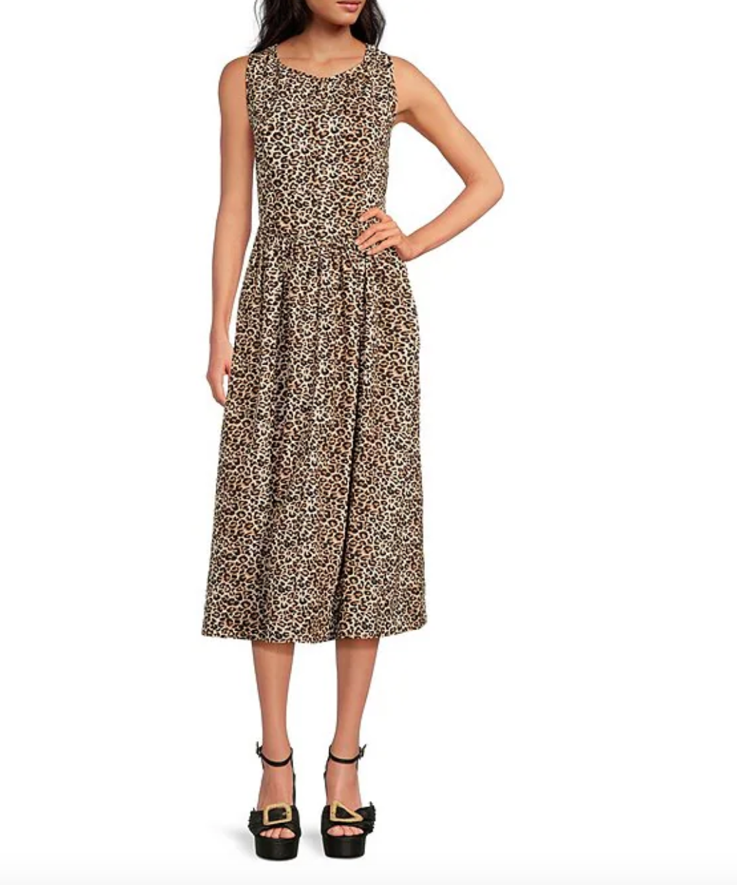 LEOPARD PRINT POPLIN SUNDRESS