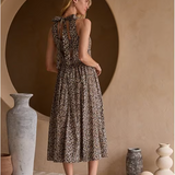 LEOPARD PRINT POPLIN SUNDRESS