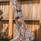SILKY FLORAL PLEATED MAXI SKIRT