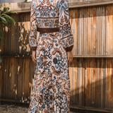 SILKY FLORAL PLEATED MAXI SKIRT