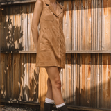 SLVLS BUTTONED FAUX SUEDE MINI DRESS