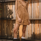 SLVLS BUTTONED FAUX SUEDE MINI DRESS