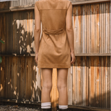 SLVLS BUTTONED FAUX SUEDE MINI DRESS