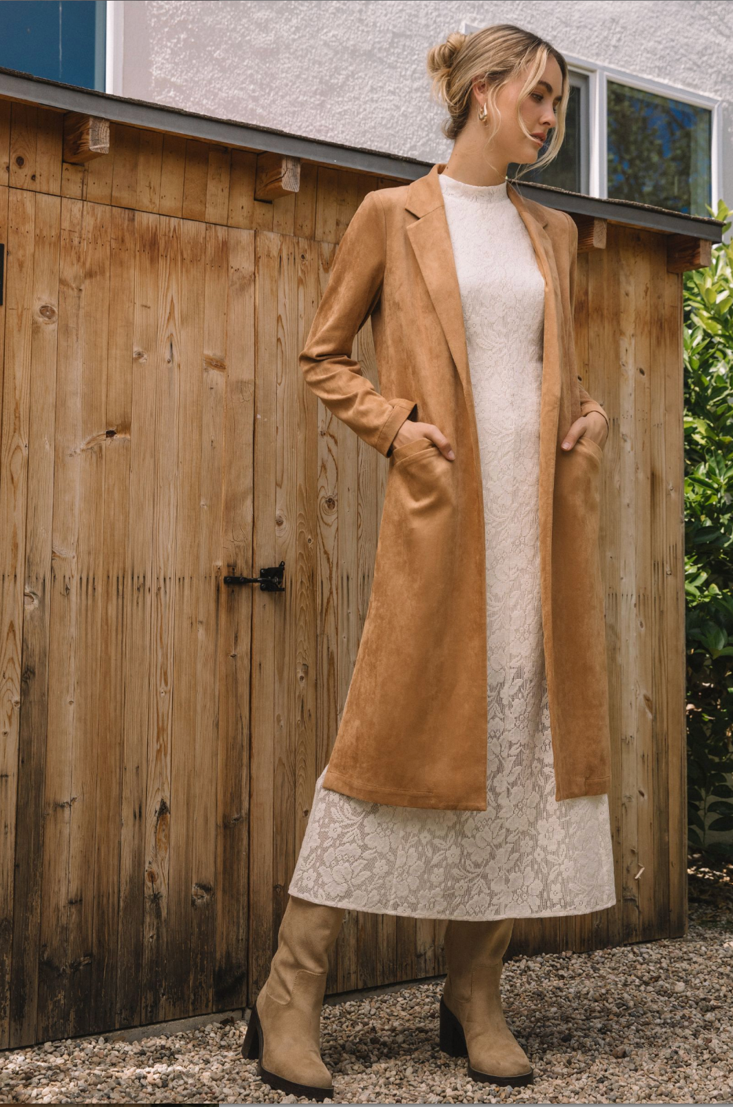 FAUX SUEDE FALL DUSTER
